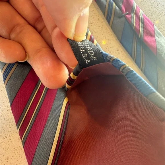 Vintage Yves Saint Laurent Red and Blue Striped Tie NWT - Picture 6 of 10